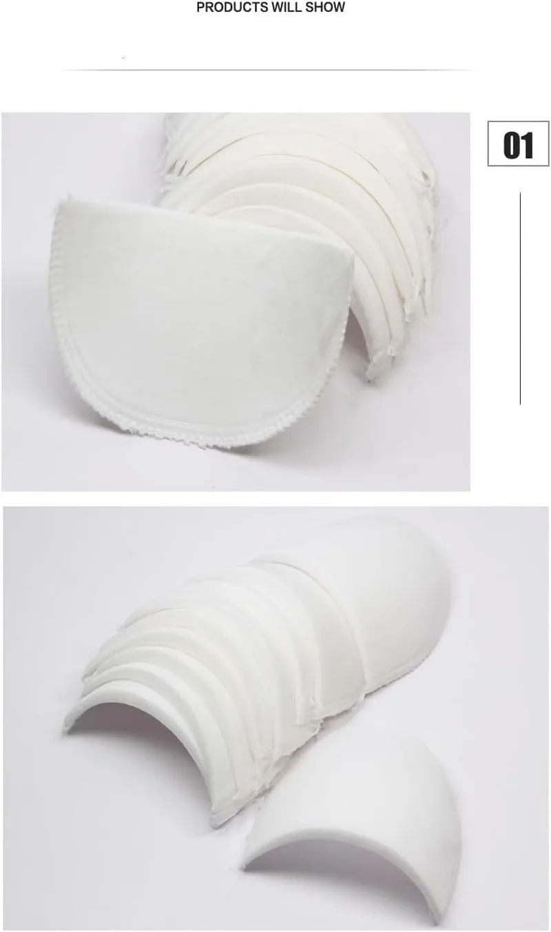 4 PCS Shoulder Pads Costume Foam Polyester Pads Breathable Sponge Pads Reusable Removable for Women Clothing Men Blazer Suit Coat Sewing, White