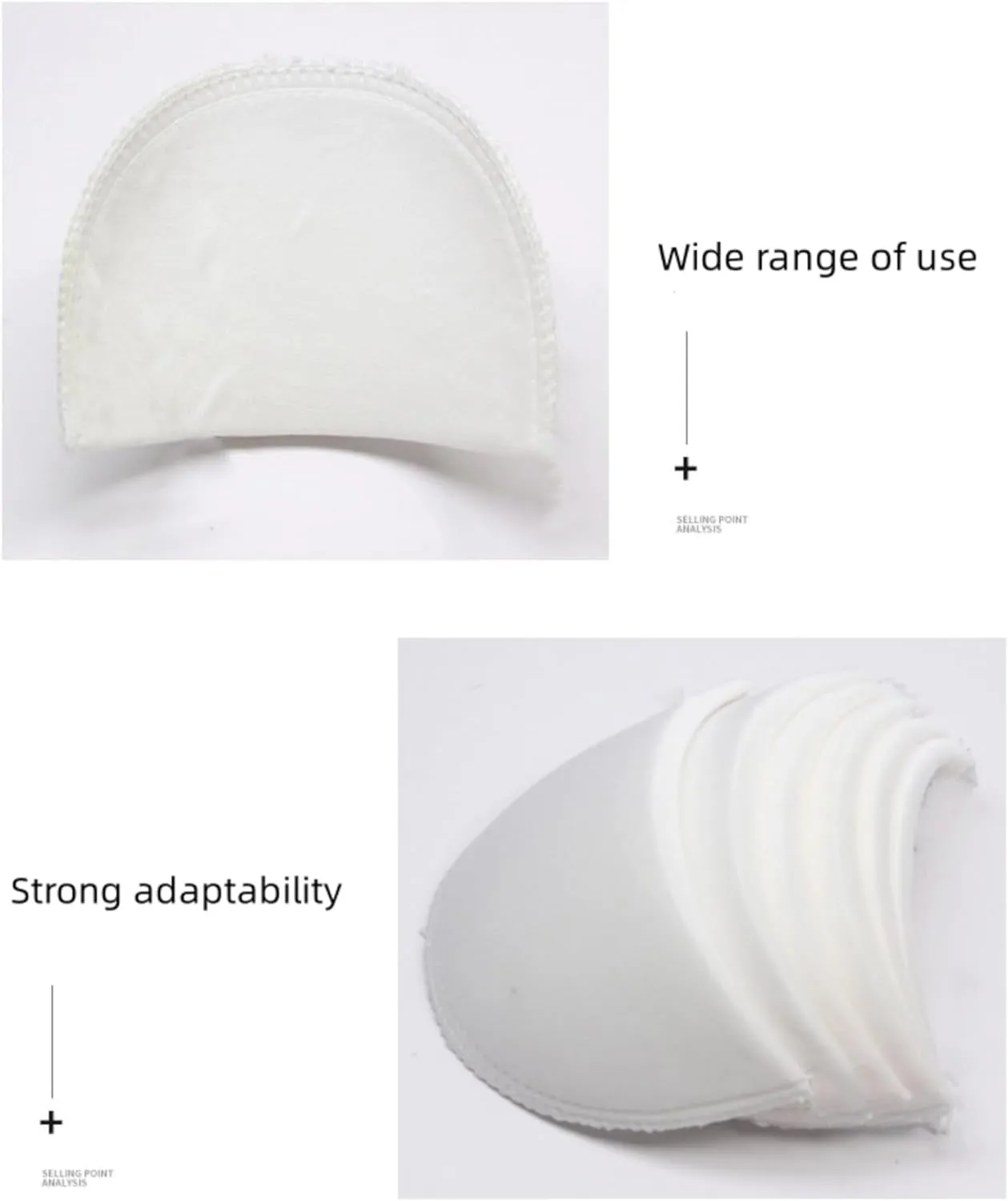 4 PCS Shoulder Pads Costume Foam Polyester Pads Breathable Sponge Pads Reusable Removable for Women Clothing Men Blazer Suit Coat Sewing, White
