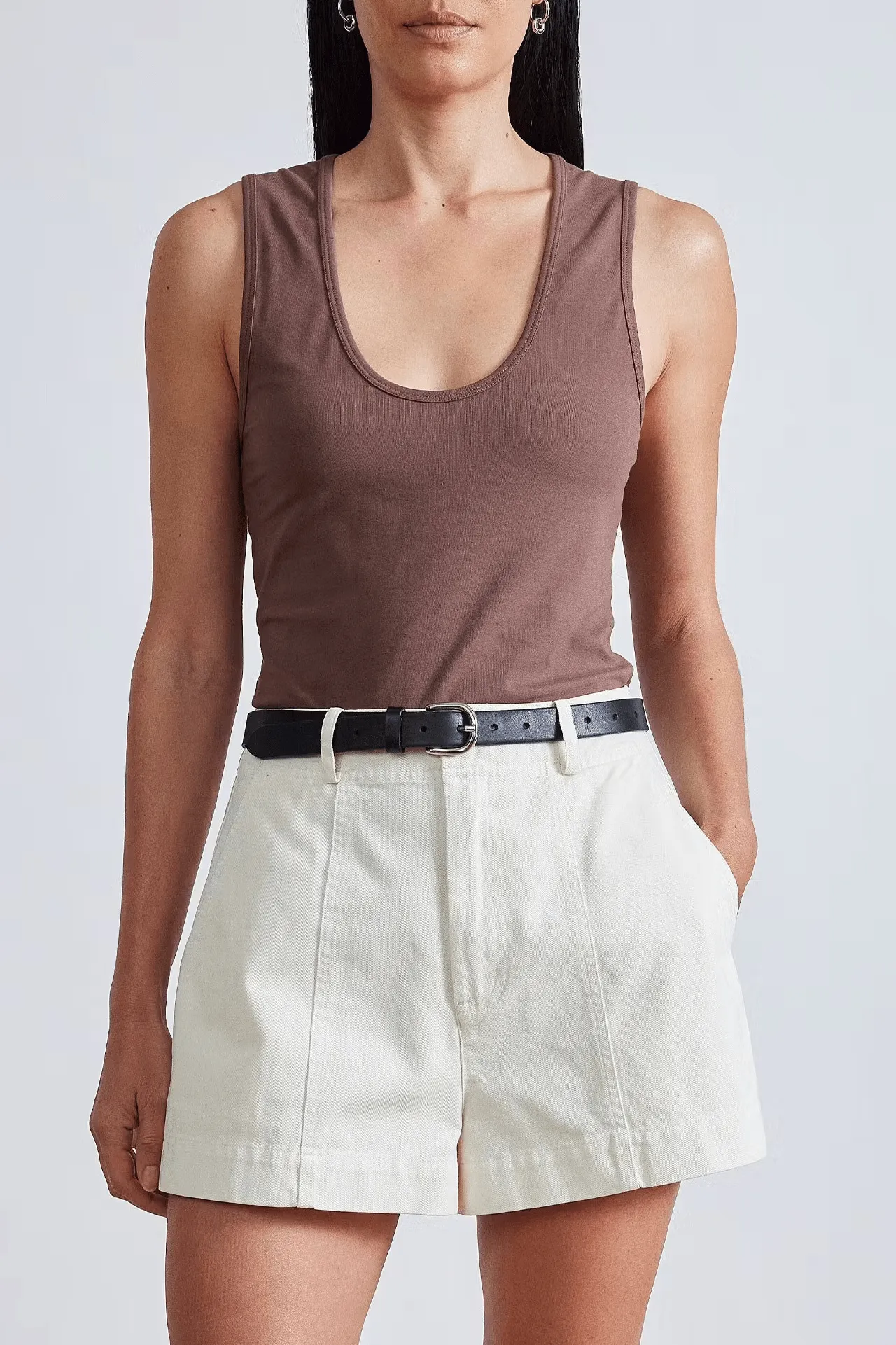 Apiece Apart Uri Low-Cut Tank - Chocolate - FINAL SALE