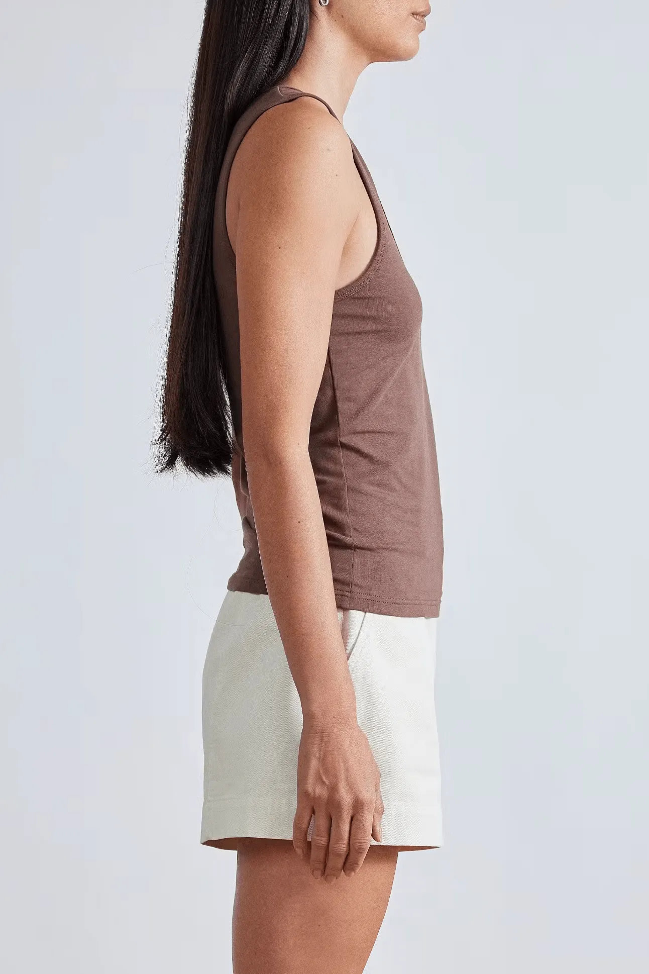 Apiece Apart Uri Low-Cut Tank - Chocolate - FINAL SALE