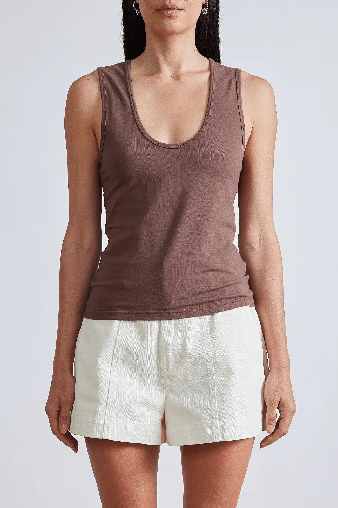 Apiece Apart Uri Low-Cut Tank - Chocolate - FINAL SALE