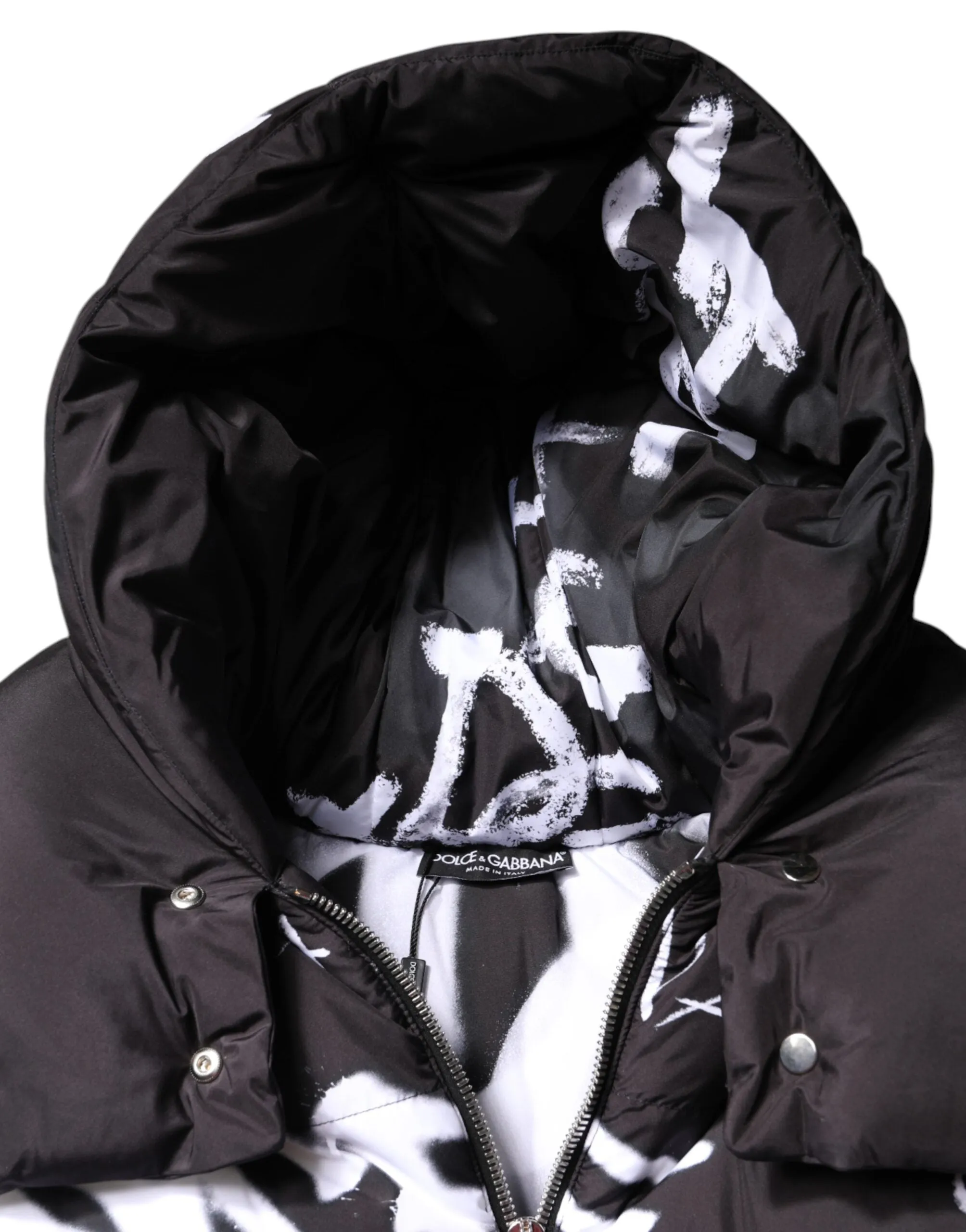Black Padded Hooded Full Zip Cropped Jacket