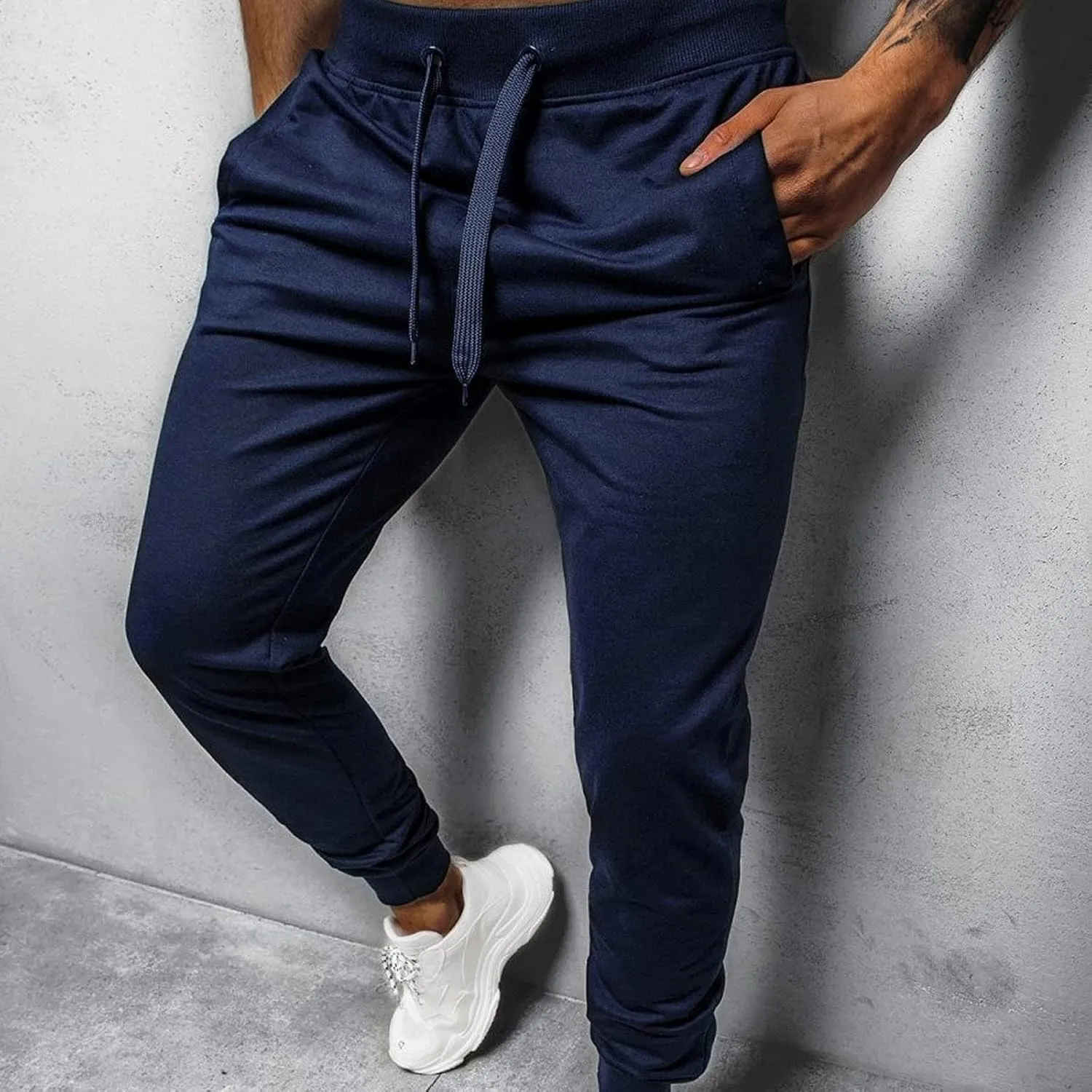 Cargo Pants for Men Big and Tall, Athletic Casual Open Bottom Cargo Sweatpants with Pockets Men's Cotton Sweatpants