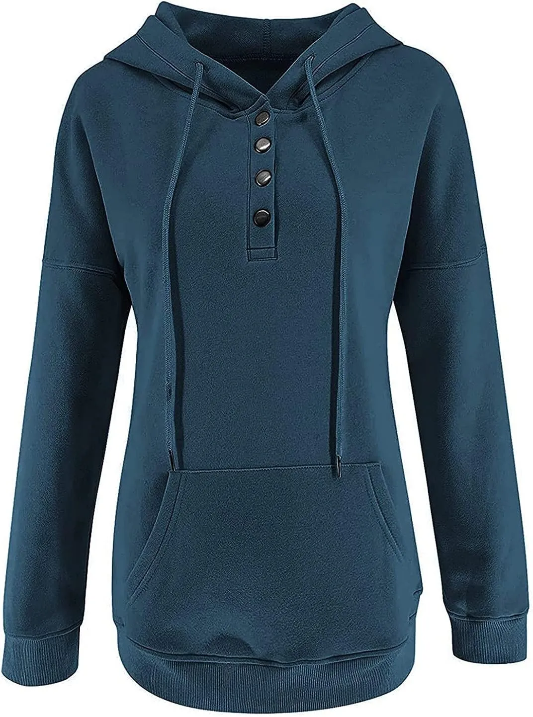 Ceboyel Women Cute Hoodies 2023 Button Collar Pullover Tops Drawstring Long Sleeve Sweatshirts Trendy Teen Girls Clothing