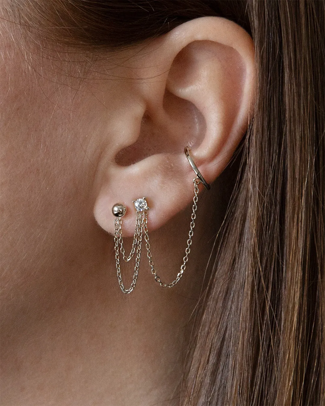 Chain Ear Jackets (Medium) - Silver