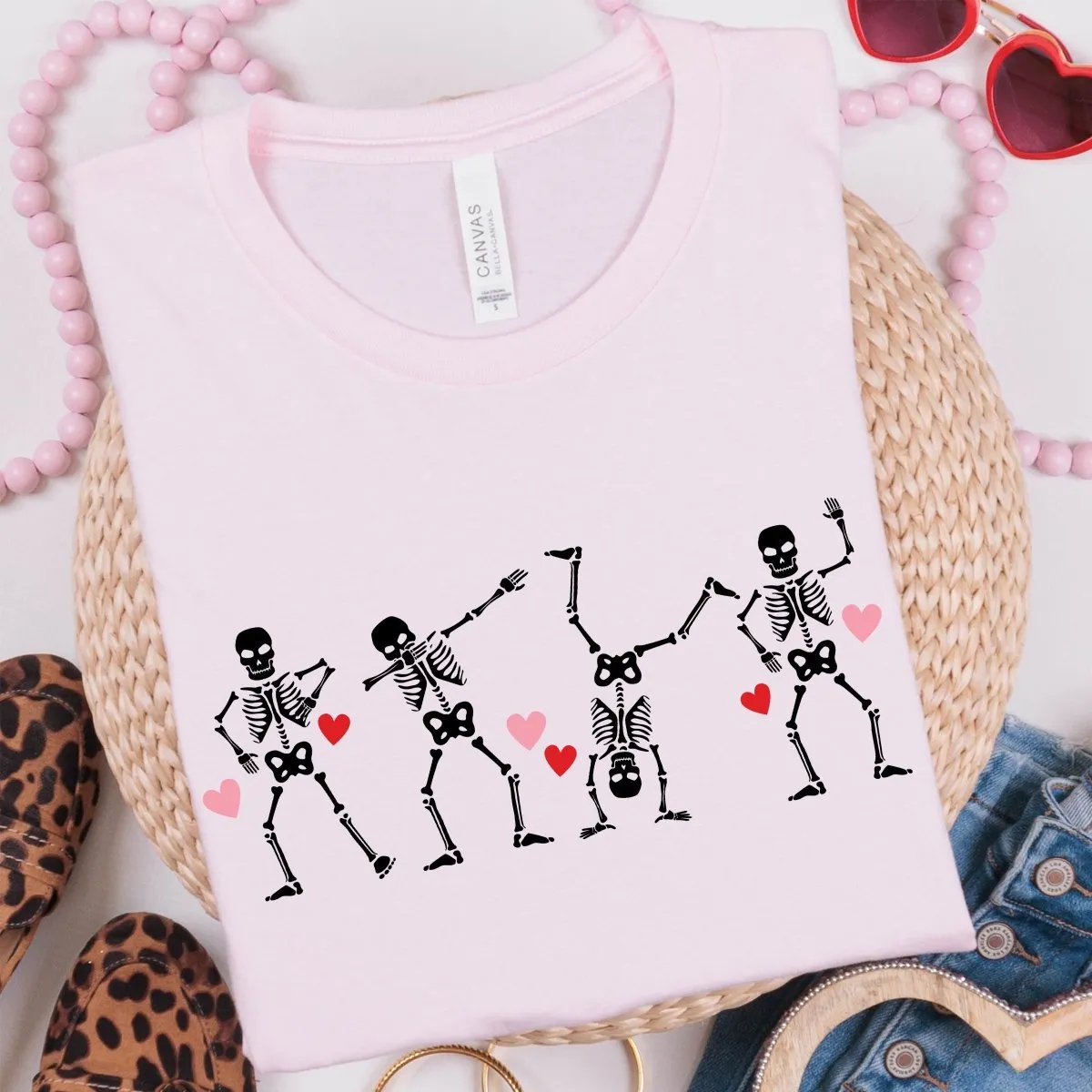 Dancing Skeleton Hearts Wholesale Tee