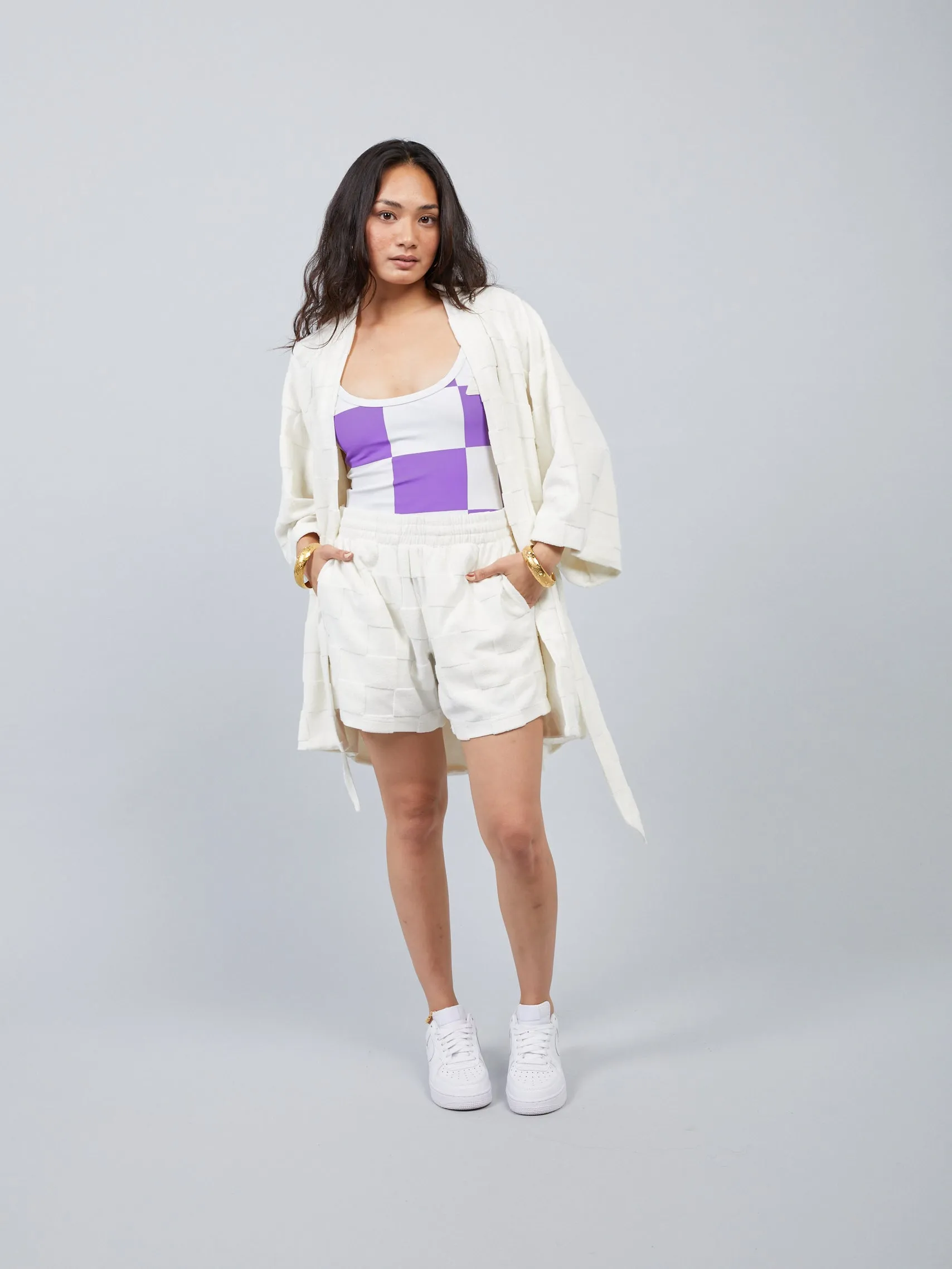 Estelle Terrycloth Check Lounge Short - Butter
