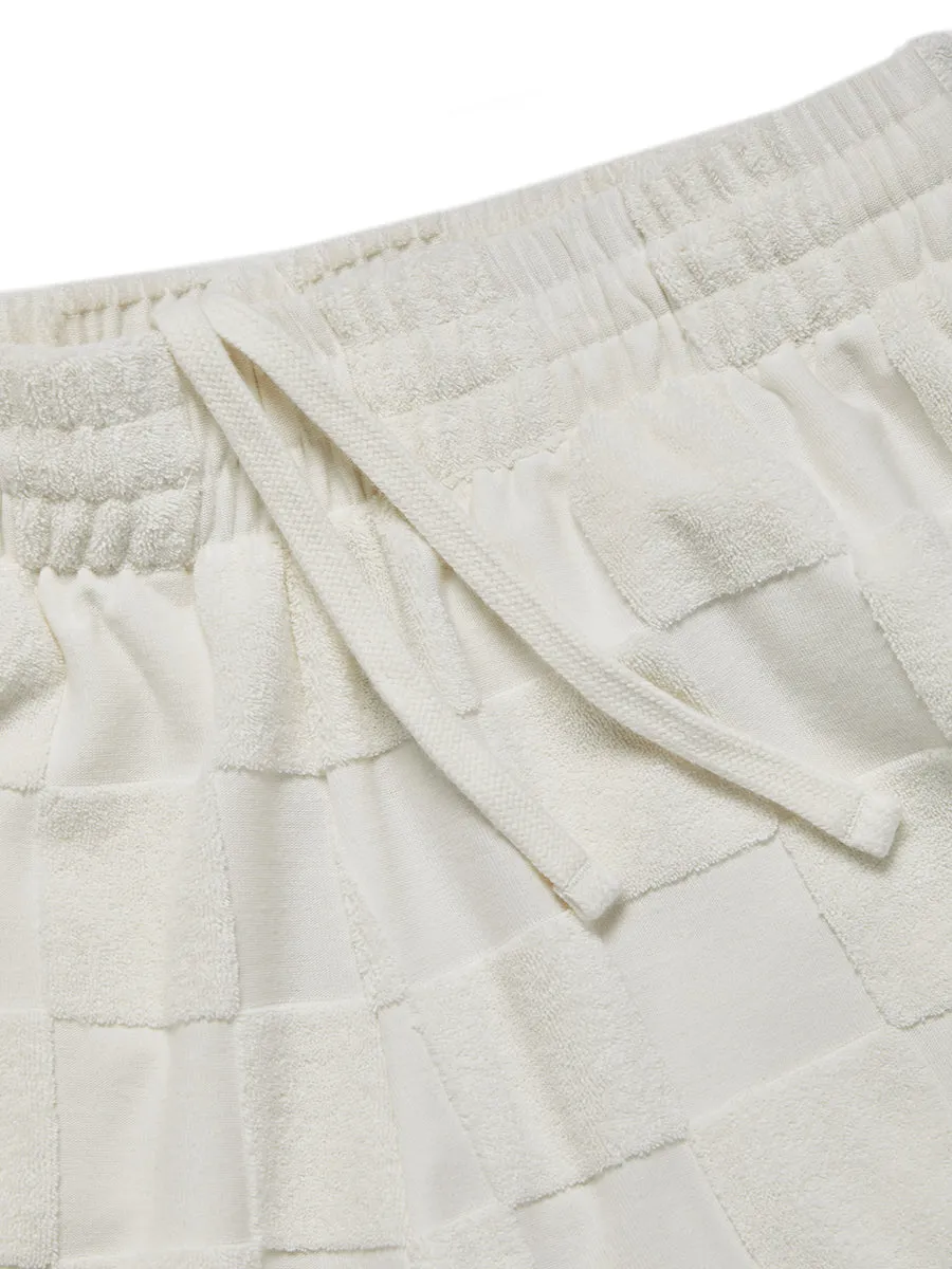 Estelle Terrycloth Check Lounge Short - Butter