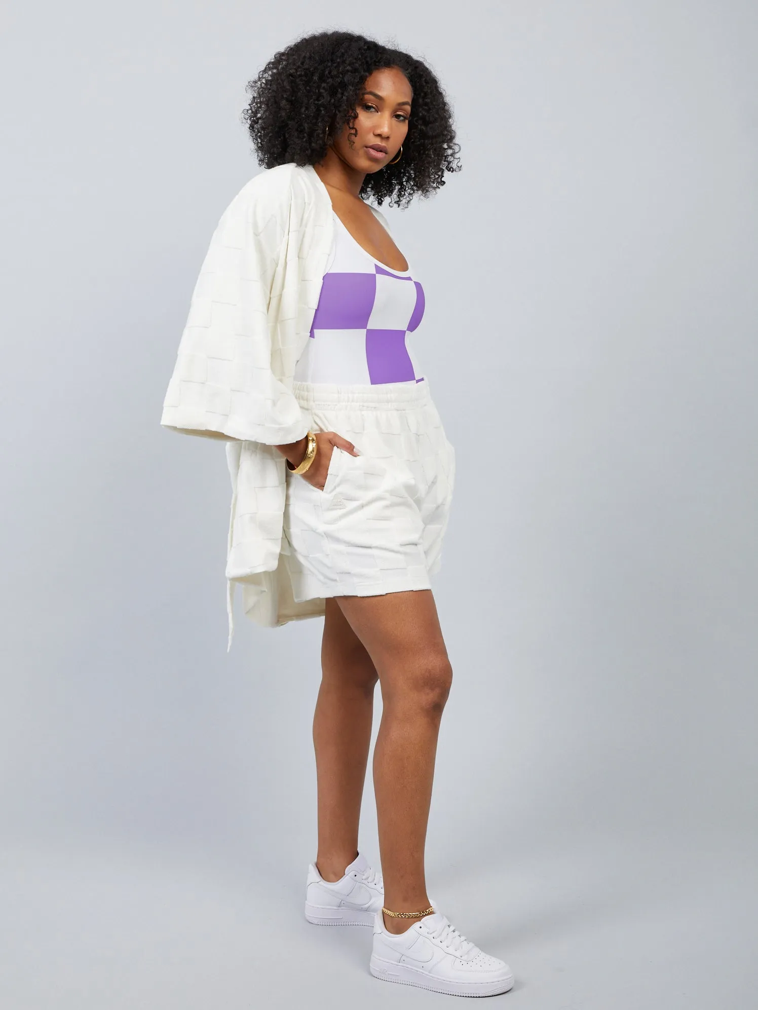 Estelle Terrycloth Check Lounge Short - Butter