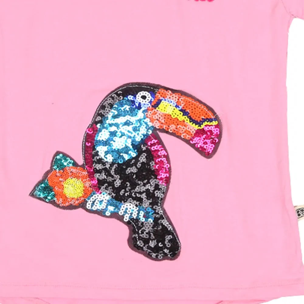 Girls T-Shirt H/S Applique - Pink A Boo