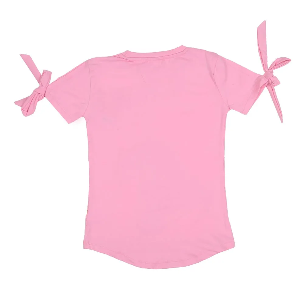 Girls T-Shirt H/S Applique - Pink A Boo