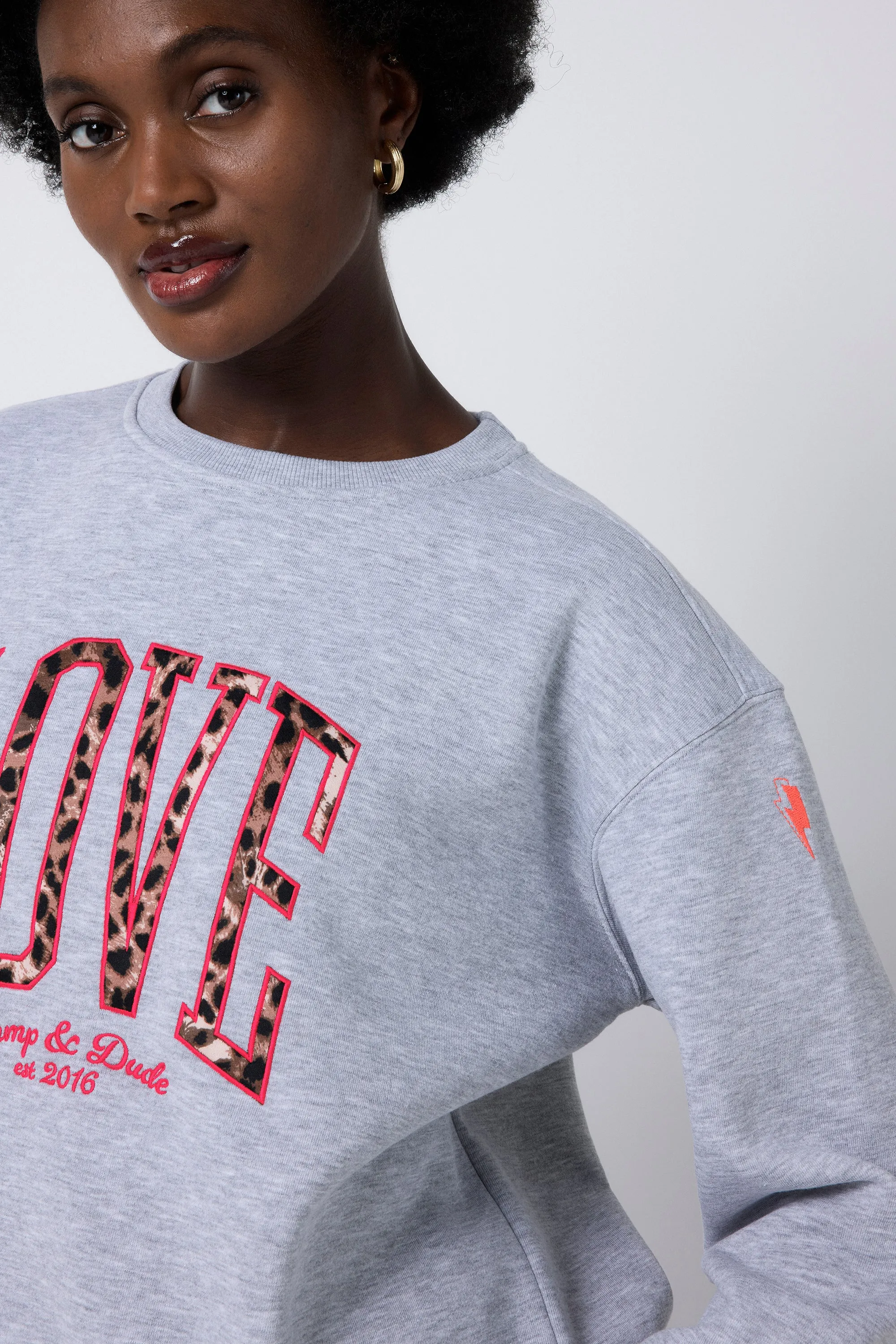 Grey Love Cheetah Oversized Sweatshirt