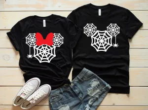 Halloween Minnie and Mickey Shirts - Disney Couples - Matching Shirts - Safari Shirts - Spider Web