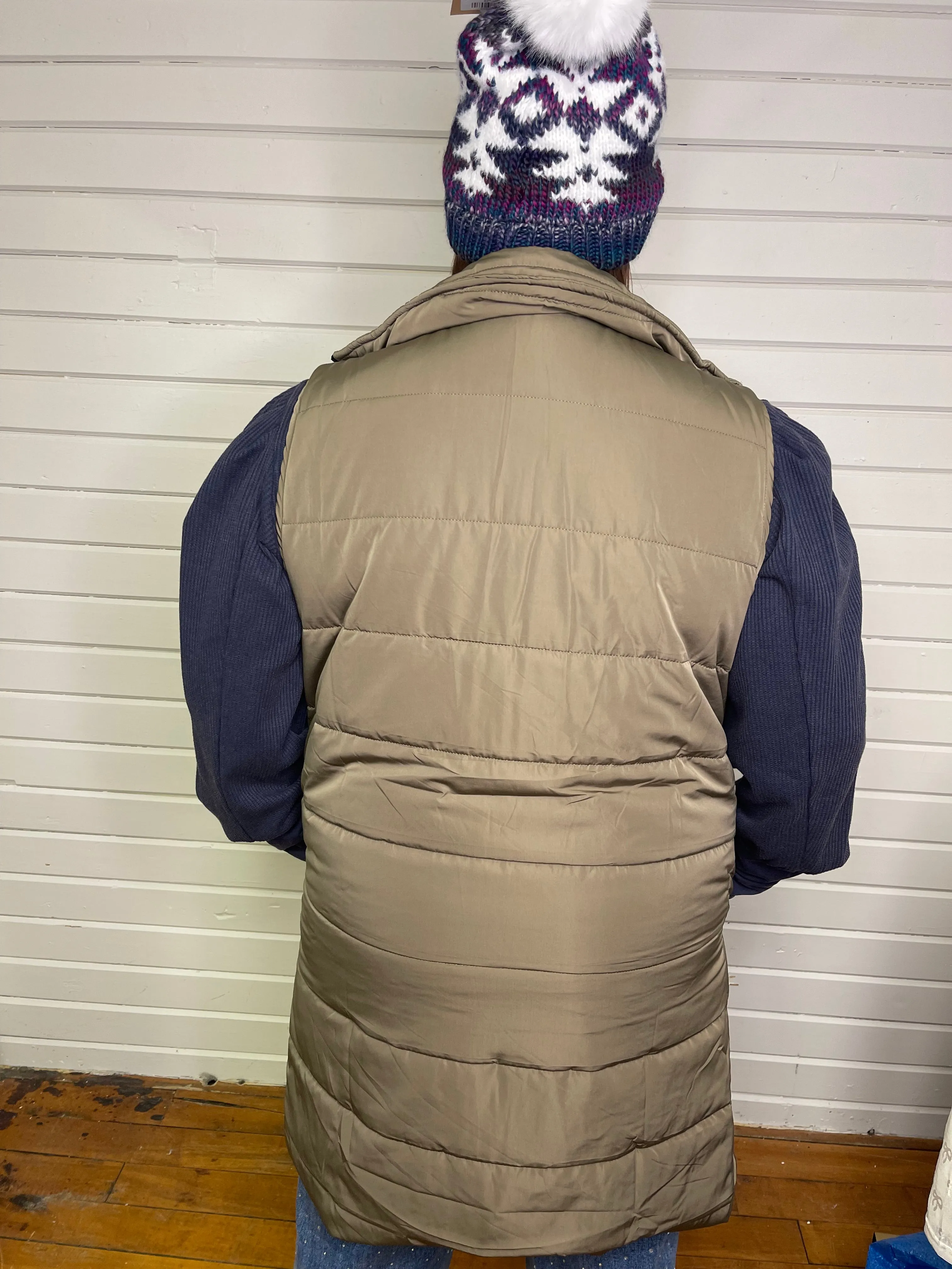 Harlow Long Vest - Olive