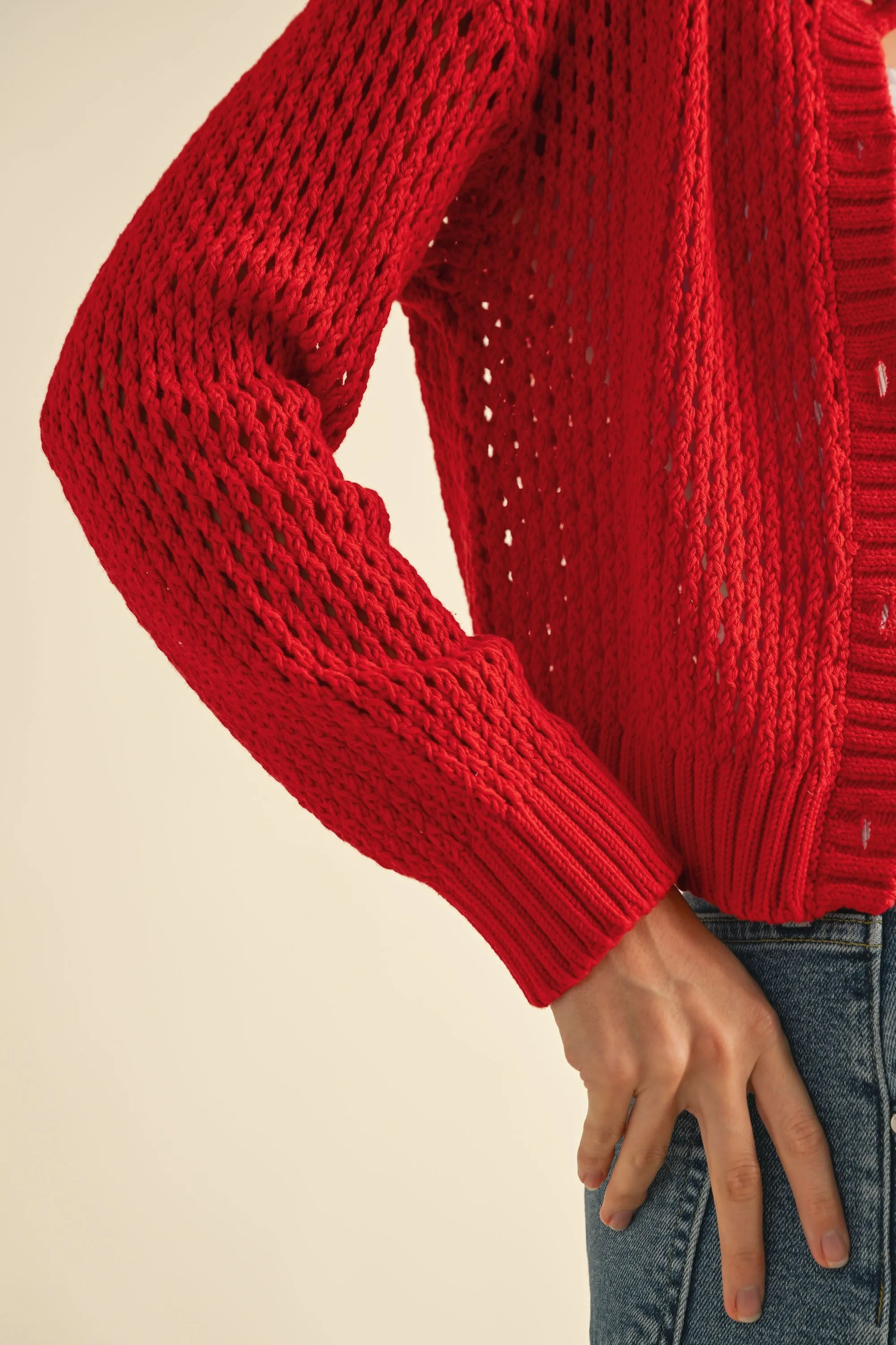 Heart To Heart Mesh Button-Down Cardigan