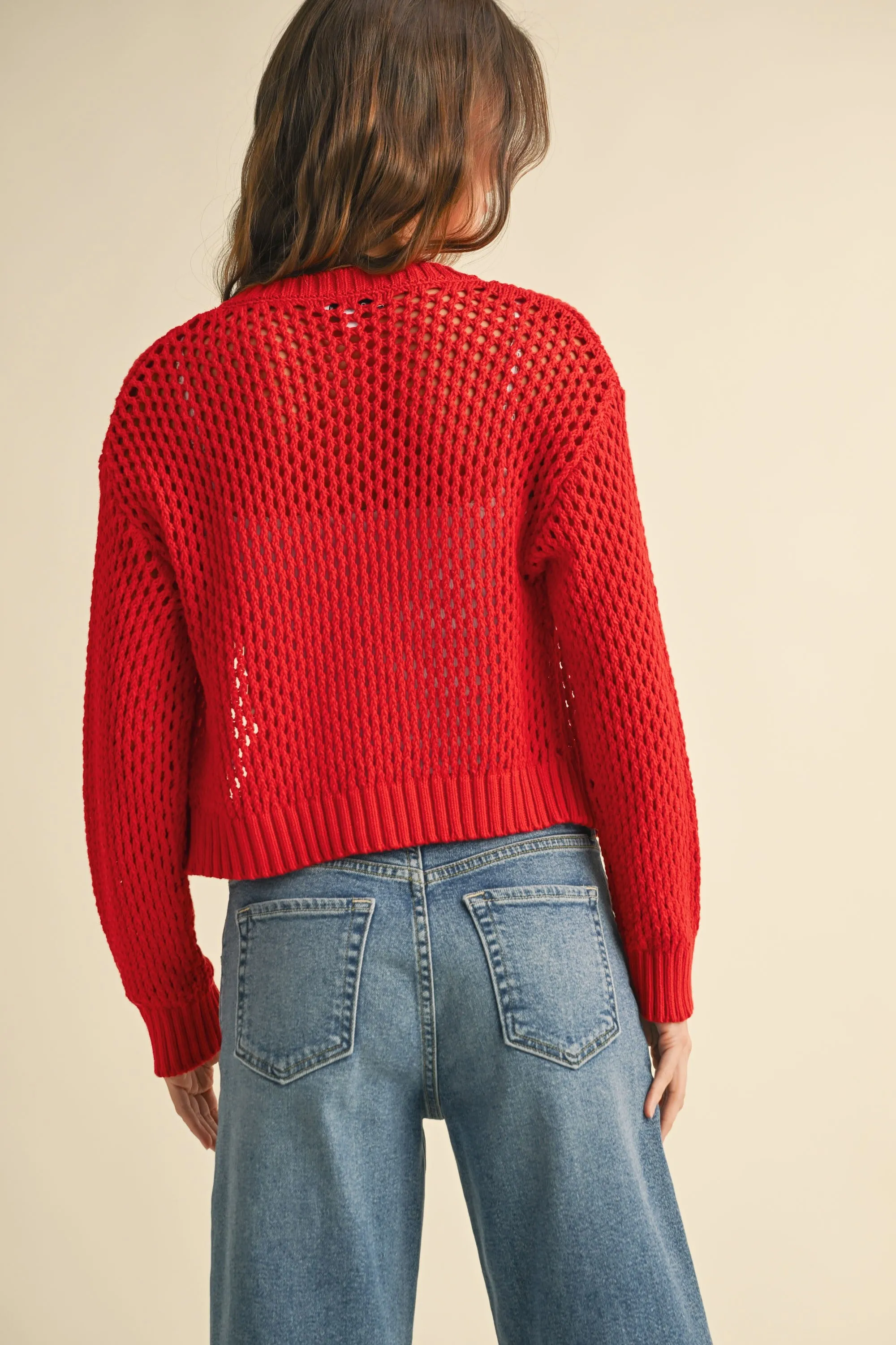 Heart To Heart Mesh Button-Down Cardigan