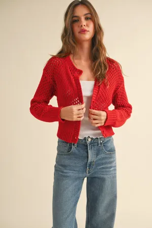 Heart To Heart Mesh Button-Down Cardigan