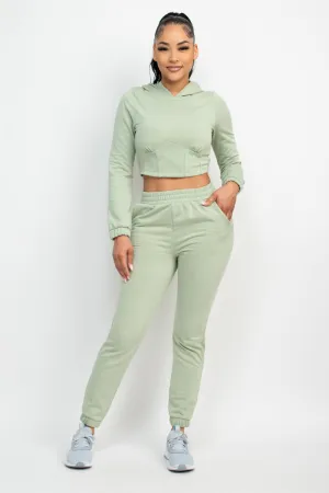 Hooded Corset Top & Pants Outfit Set