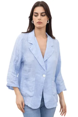 Italian Pure Linen One Size Jacket With Button Front