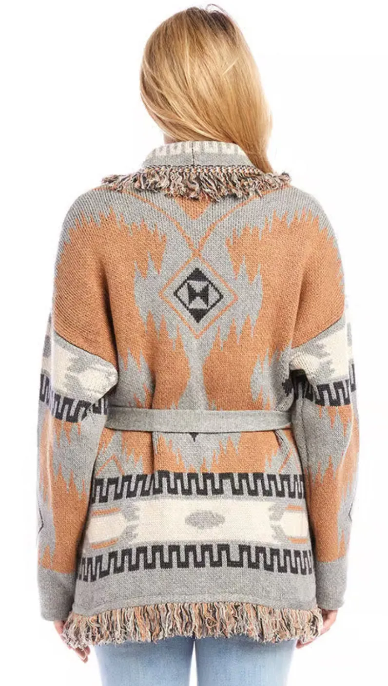 Karen Kane: Fringe Cardigan Sweater in Multi Color