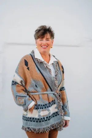 Karen Kane: Fringe Cardigan Sweater in Multi Color