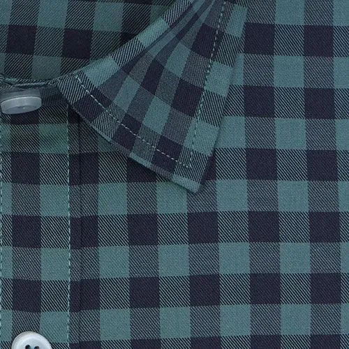 Men's 100% Cotton Gingham Checkered Full Sleeves Shirt (Sea Green)