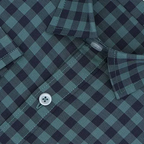 Men's 100% Cotton Gingham Checkered Full Sleeves Shirt (Sea Green)