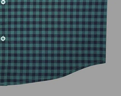 Men's 100% Cotton Gingham Checkered Full Sleeves Shirt (Sea Green)