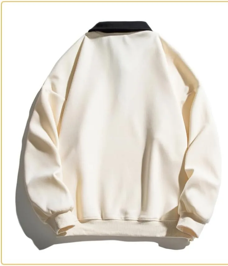 Men's Long Sleeve Polo Shirts Y2k Trendy Casual Collared Pullover Loose Fit Japanese Basic Lightweight Clothes
