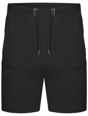 Mens Samuel Stripe Quilted Qutory Sweat Shorts in Black