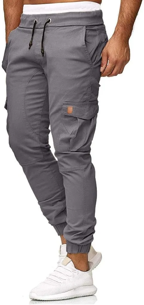 Mens Sweatpants with Pockets Casual Straight-Leg Trousers Mens Heavyweight Cargo Fleece Sweatpants Stretch Elastic