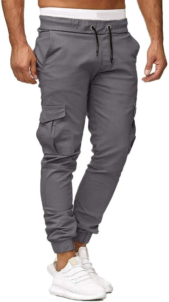 Mens Sweatpants with Pockets Casual Straight-Leg Trousers Mens Heavyweight Cargo Fleece Sweatpants Stretch Elastic