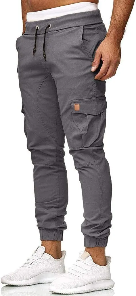 Mens Sweatpants with Pockets Casual Straight-Leg Trousers Mens Heavyweight Cargo Fleece Sweatpants Stretch Elastic