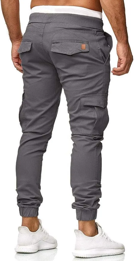 Mens Sweatpants with Pockets Casual Straight-Leg Trousers Mens Heavyweight Cargo Fleece Sweatpants Stretch Elastic