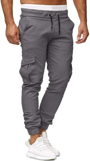 Mens Sweatpants with Pockets Casual Straight-Leg Trousers Mens Heavyweight Cargo Fleece Sweatpants Stretch Elastic