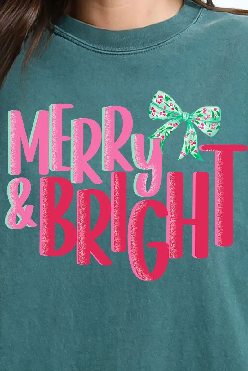 Merry And Bright Coquette Bow Comfort Colors Heavyweight Long Sleeve T-Shirt