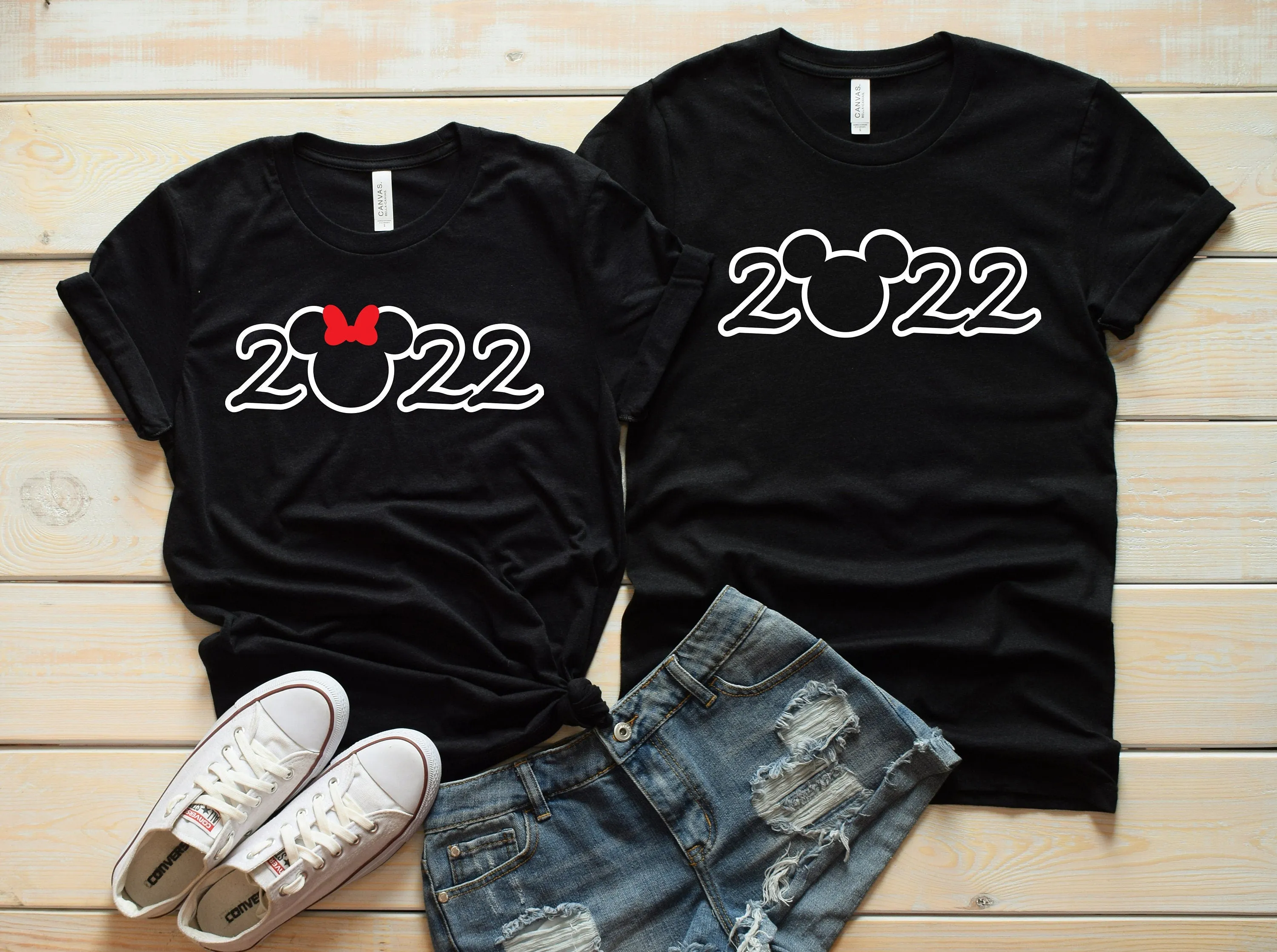Mickey and Minnie Mouse  Matching 2022 Disney Family Shirts - Disney Couples - Happy New Year