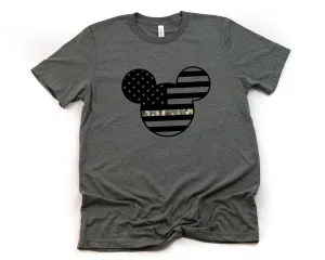 Mickey Army Camouflaged - Adult Unisex T shirt -  Armed Forces - Military Mickey Mouse T Shirt-Stars and Stripes