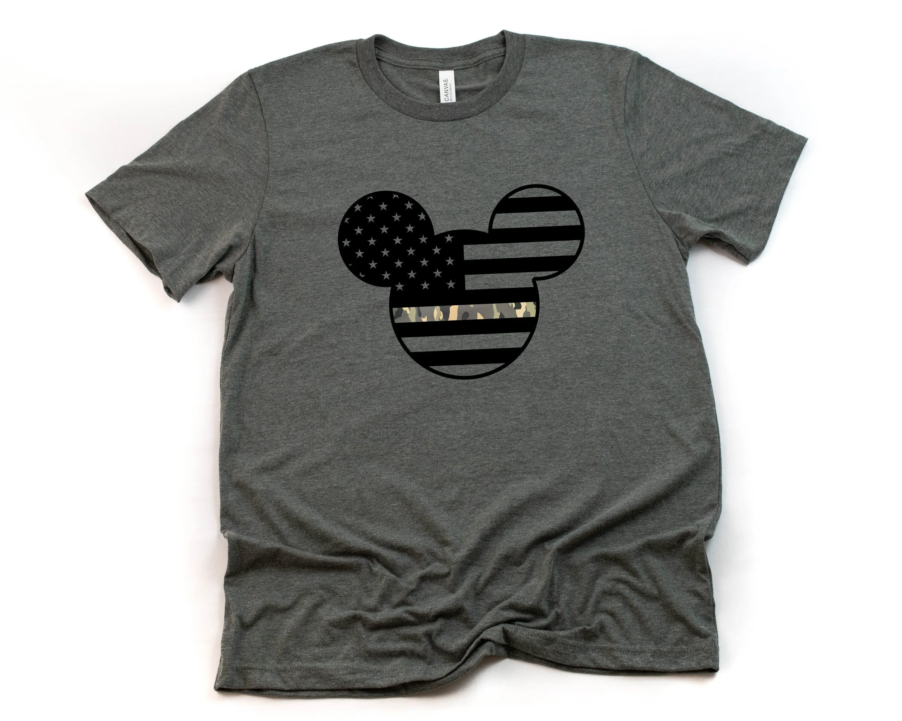 Mickey Army Camouflaged - Adult Unisex T shirt -  Armed Forces - Military Mickey Mouse T Shirt-Stars and Stripes
