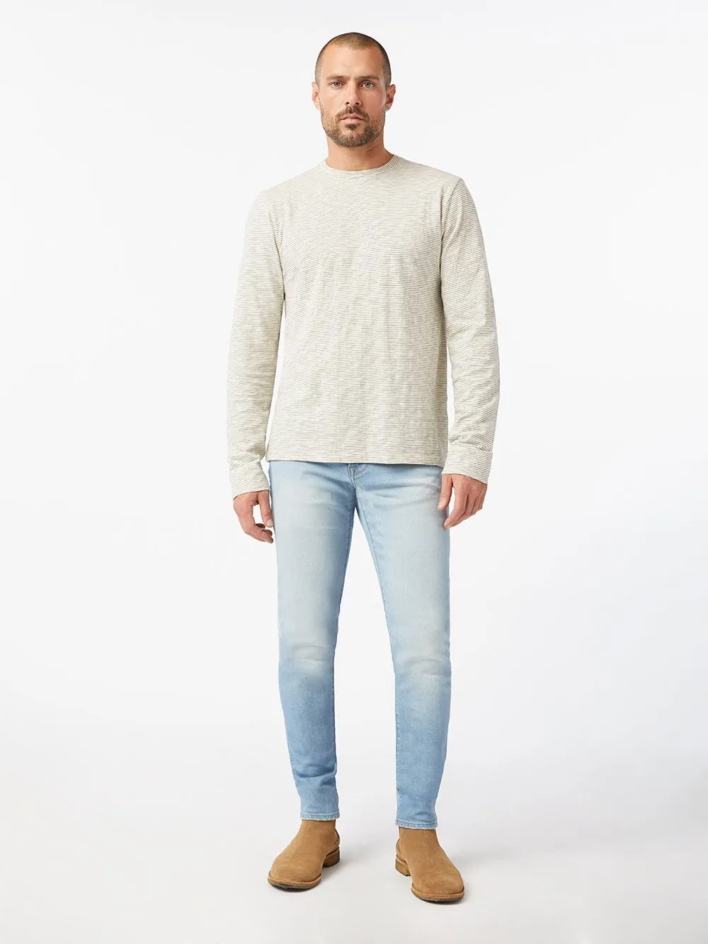 Micro Stripe Crew -- Off White Multi