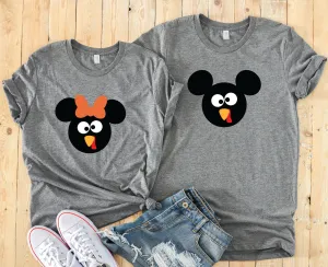 Minnie and Mickey Turkey Shirts - Disney Couples - Happy Thanksgiving - Disney Thanksgiving T Shirts - Matching Family Disney Thanksgiving