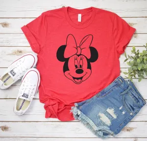 Minnie Mouse Face T Shirt- Custom Minnie Mouse T Shirt - Minnie Silhouette