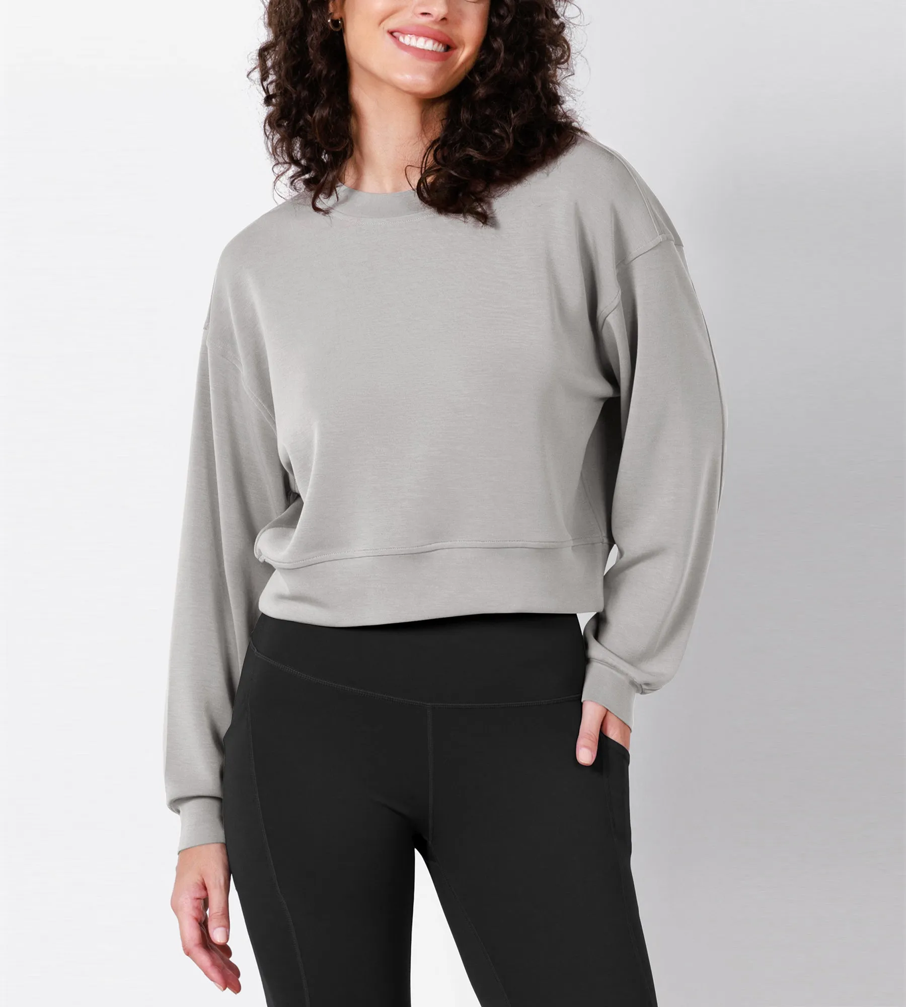 Modal Soft Long Sleeve Cropped Sweatshirts
