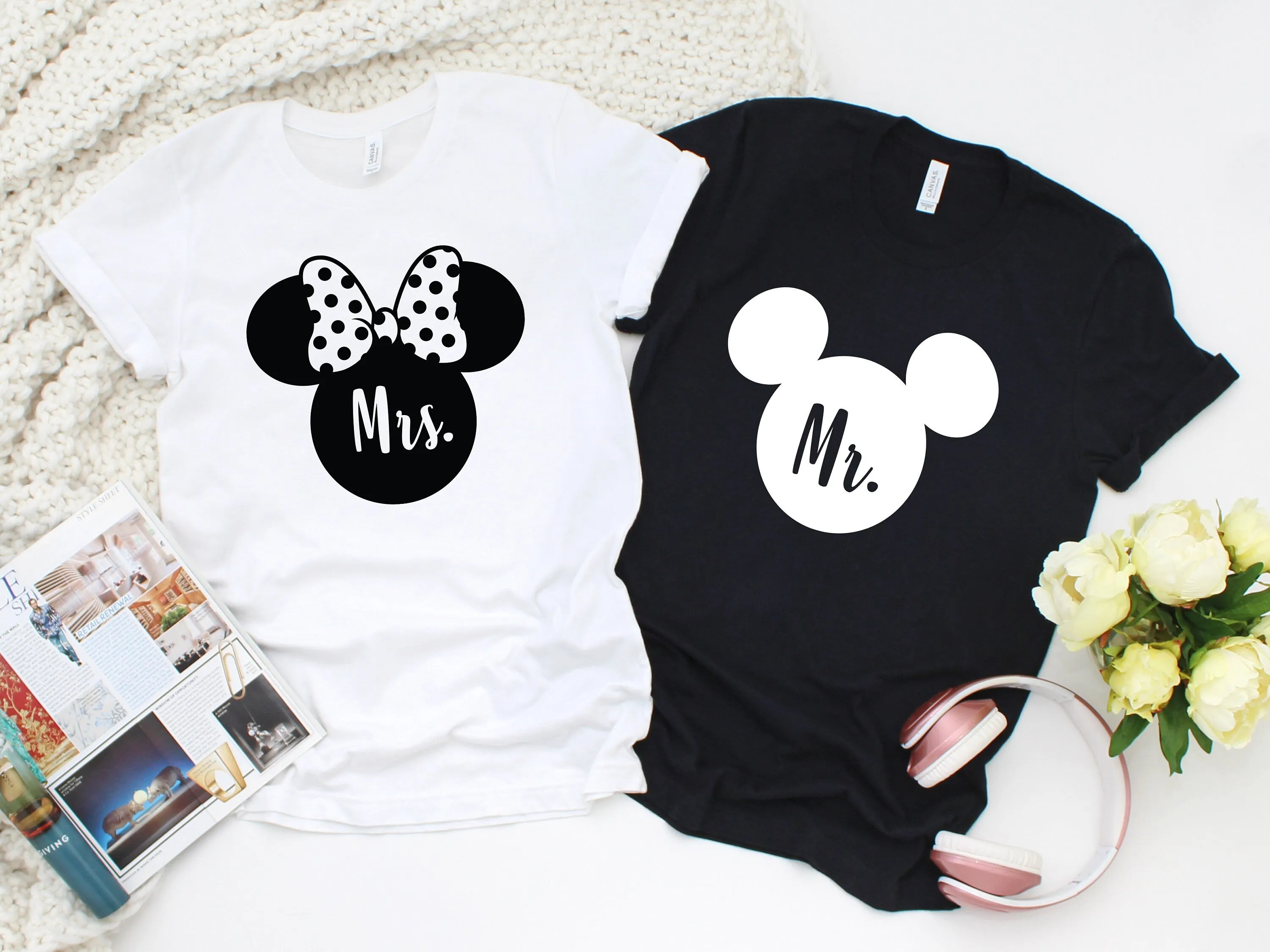 Mr. and Mrs. Minnie and Mickey Mouse Matching Disney Shirts - Disney Couples - Honeymoon