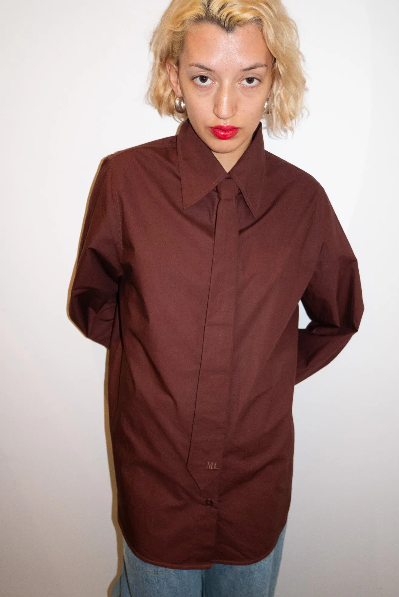 MR. LARKIN, Patty Tie Shirt, Mahogany