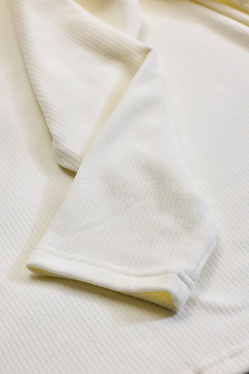 Off White Solid Slim Fit Sweaters