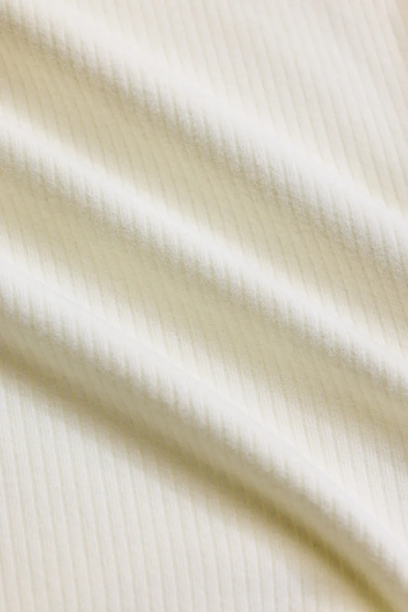 Off White Solid Slim Fit Sweaters