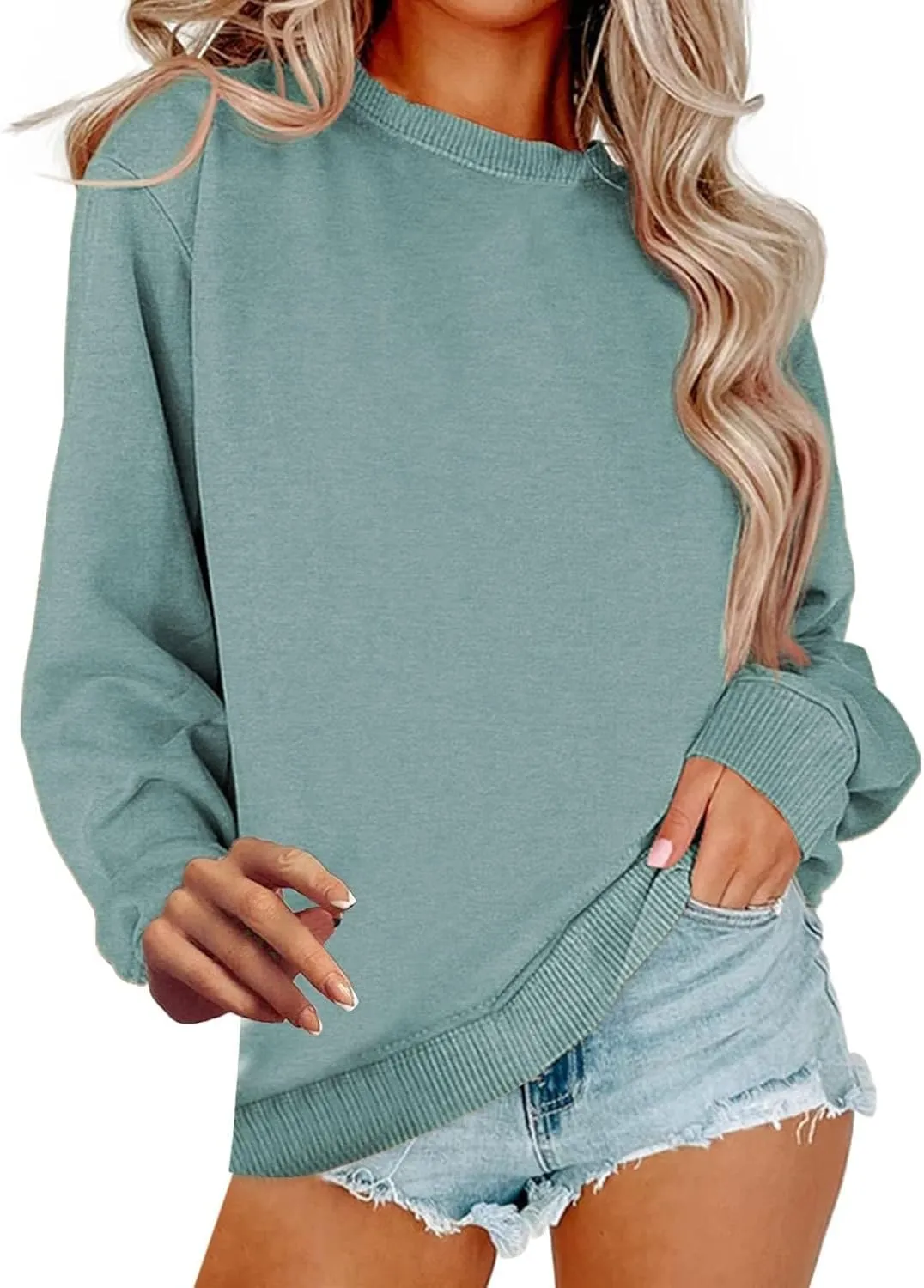 Oversized Sweatshirt for Women Casual Crewneck Long Sleeve Shirts Loose Comfy Pullover Tops Fall Preppy Clothes