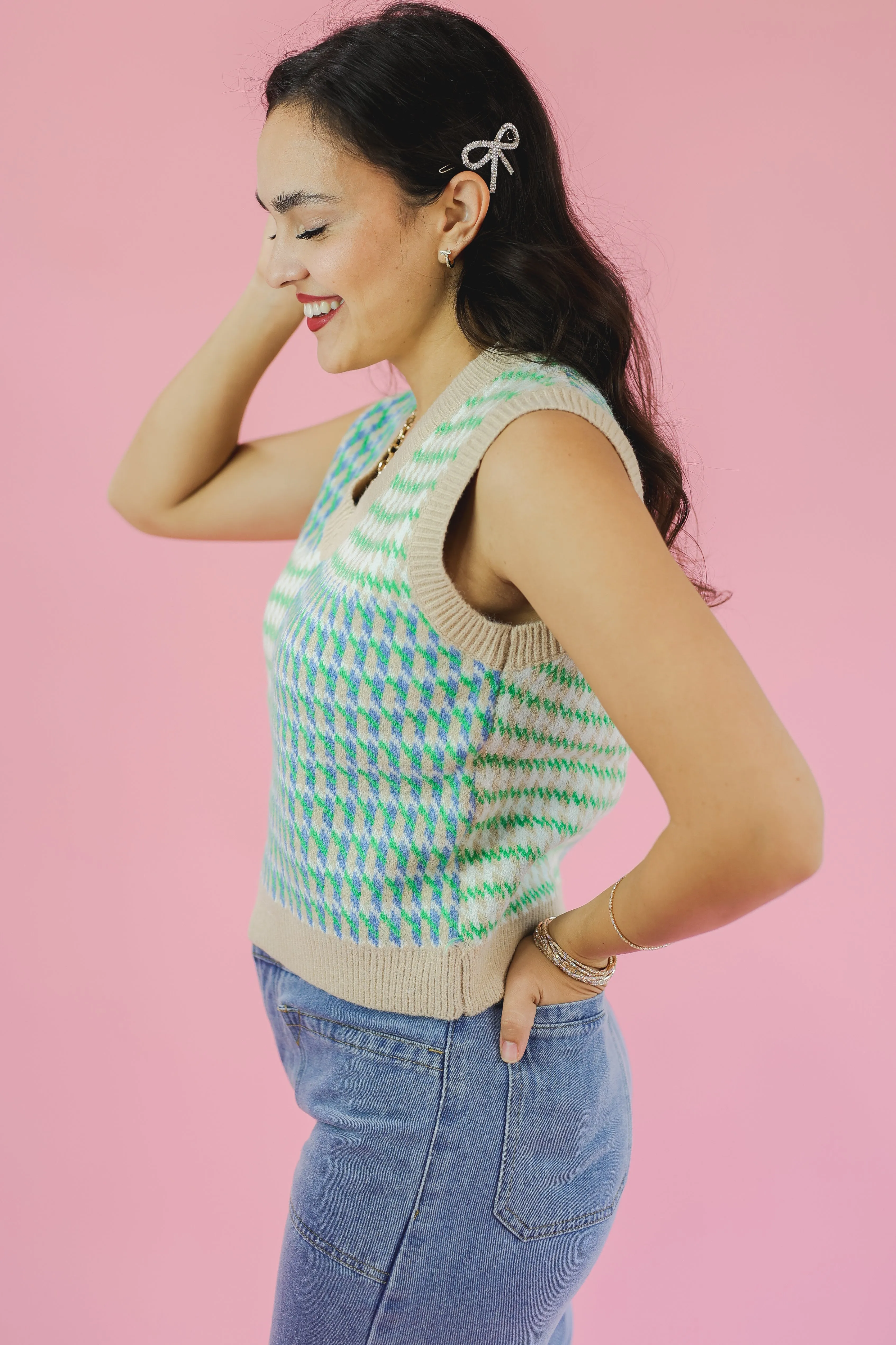 Pattern Play Sweater Vest In Green