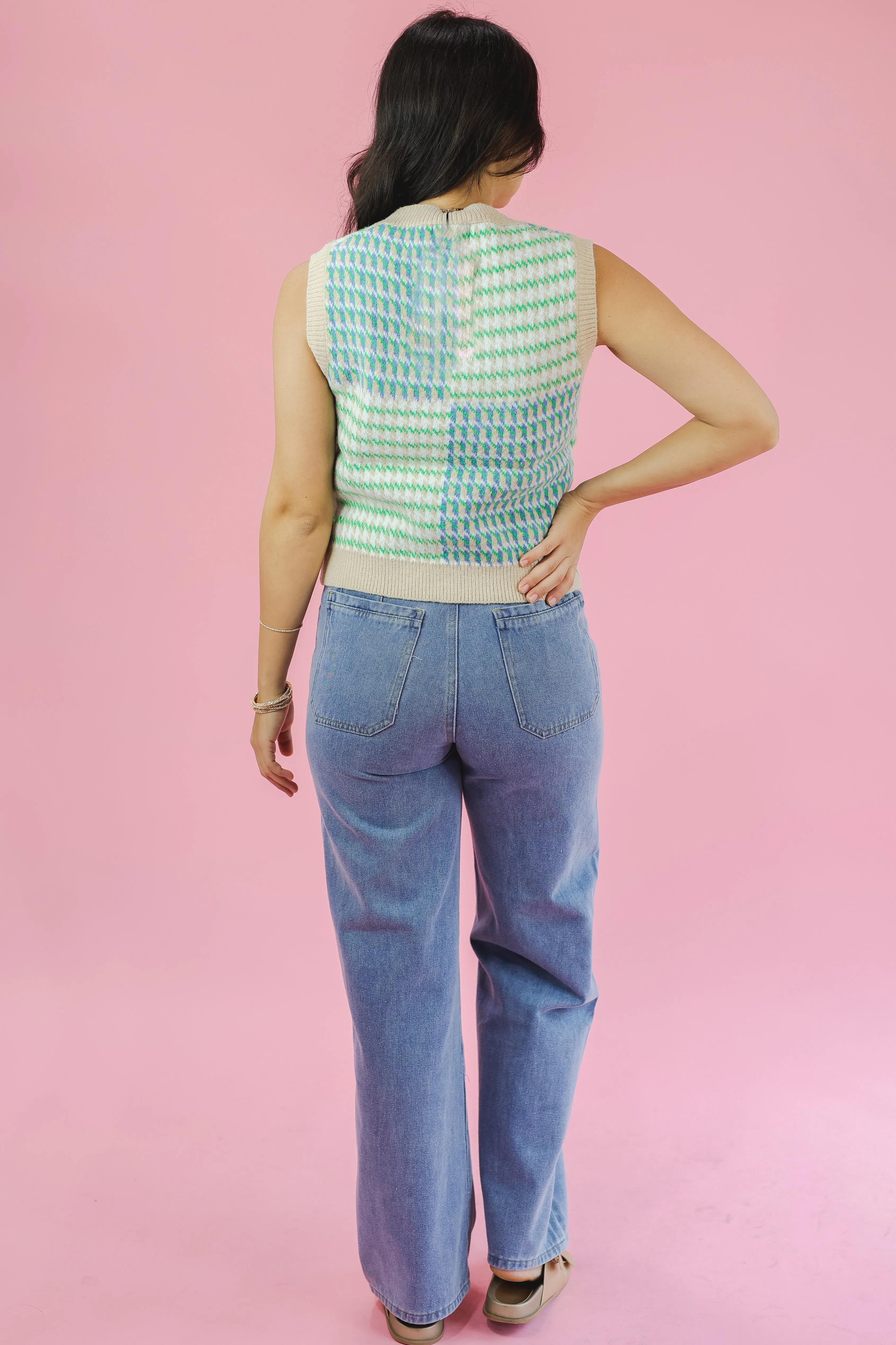 Pattern Play Sweater Vest In Green